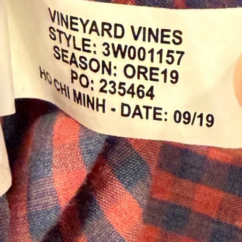 Vineyard Vines Boys Gingham Whale Shirt Red Blue Button Down M 12-14 3W001157